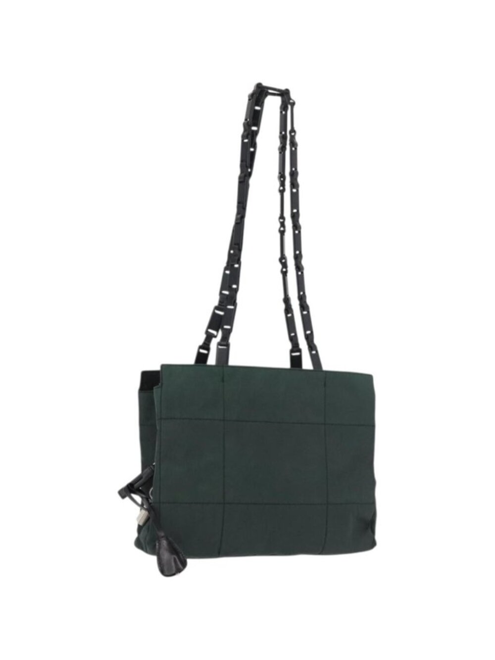 PRADA Tote Bag Nylon Khaki Silver